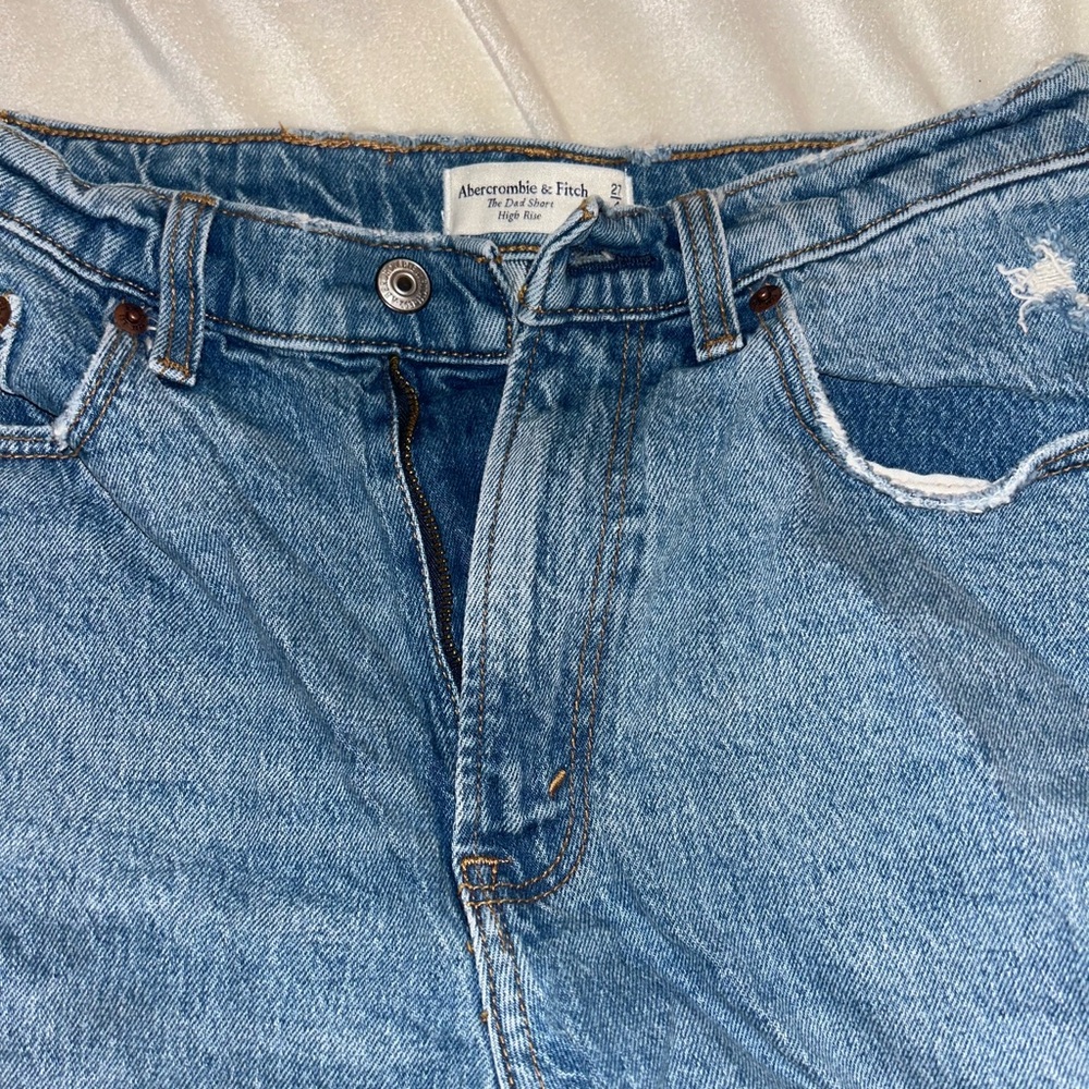 Abercrombie & Fitch Light Blue woman Straight Jeans Size 4, Dad short